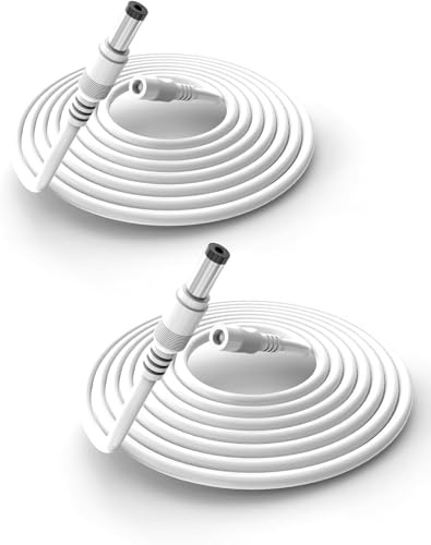 Tonton DC Verlängerungskabel 10M, 2Pack DC 5,5mm x 2,1mm Netzteil Adapter DC Verlängerung Kabel, 5521 Strom Anschlusskabel für Überwachungskamera, IP Kamera, DVRs, PoEs, LED Strip usw. 10M (2er Pack)