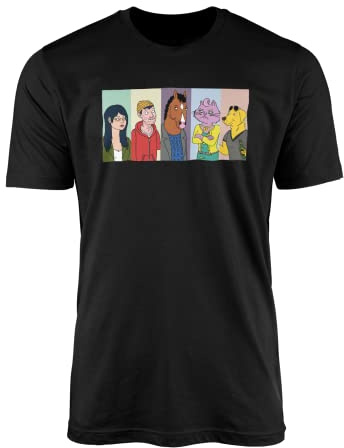 BoJack TV Series Horseman Characters T-Shirt - Men's Women's Unisex Fan Tee (Medium, Black Prime)