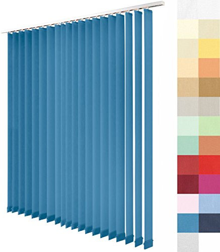 Sun World Lamellenvorhang nach Maß, Vertikal Lamellen Jalousien auf Maß vertikal Lamellen Maßanfertigung Vertikaljalousie Schiebevorhang ohne Deckenschiene (Blau, Höhe: 235cm x Breite: 400cm)