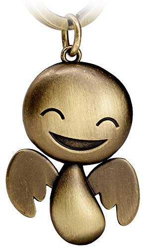 FABACH Schutzengel Schlüsselanhänger Happy - Niedlicher Engel Anhänger aus Metall in antiker Bronze - Geschenk Glücksbringer Auto Führerschein - Fahr vorsichtig