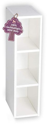 Puckdaddy Stauraumregal Max – 19x30x97 cm, Stand-Regal aus Holz in Weiß für Kommoden, Fächerregal für Wickelkommoden, Wickeltisch-Regal zur Kinderzimmer-Aufbewahrung