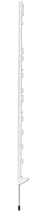 horizont Weidezaunpfähle Kunststoff 10 Stück weiß, Höhe 136cm, Einzeltritt, Kunststoffpfahl mit Ösen für Bänder, Seile, Litzen, Weidezaunpfahl Kunststoffpfahl Weidezaun (136 cm, 10)
