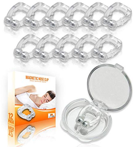 Mobi Lock Packung mit 12 magnetischen Anti-Schnarch-Clips - Silikon-Nasenclips - Wiederverwendbare Schnarchlösung für nasale Schnarcher - Genießen Sie eine ruhigere Nachtruhe