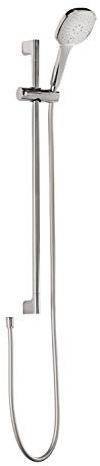 'aquaSu® Duschset Lepoldo | eckig | Duschkopf: 3 Strahlarten, Strahlartenwechsel per Knopf & 12 cm Sprayplatte | 150 cm Metall-Brauseschlauch | 80 cm Duschstange | Gleiter | Antikalk-Noppen | 72304 6
