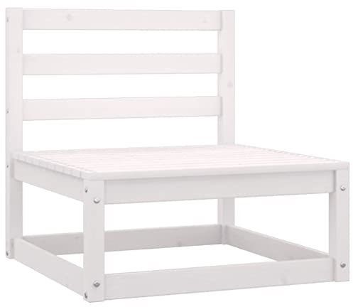 vidaXL Garten Mittelsofa, Modular Gartenmöbel, Sofa Lounge Sessel für Garten Terrasse Balkon, Gartensofa Gartensessel, Weiß Kiefer Massivholz