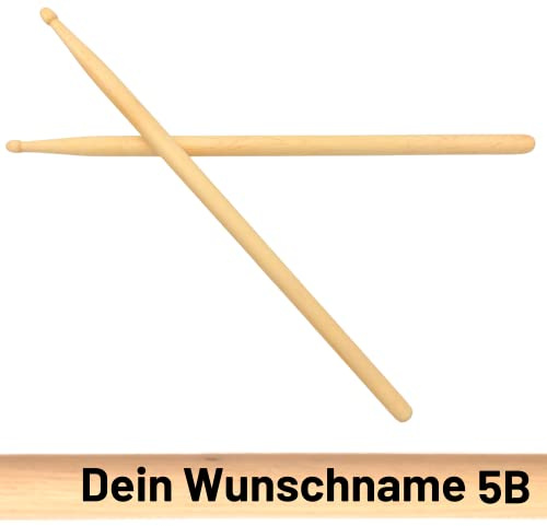 1 Paar Personalisierte Ahorn-Drumsticks mit Wunsch-Druck | handgeölte Schlagzeug Sticks mit Druck personalisiert - verschiedene Größen | eins der besten Drummer Geschenke (5B)