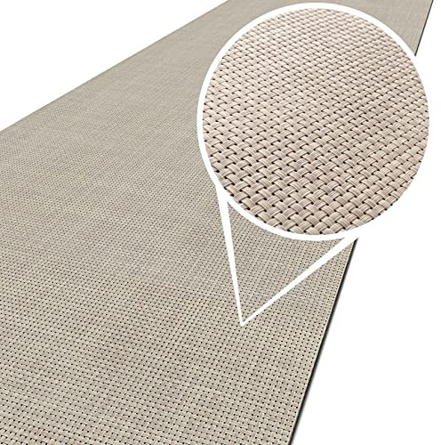 ANRO Läufer In-/Outdoor Teppich wasserfest Balkon Teppich auch für Balkon und Terasse Flur Bodenmatte wetterfest Sand Creme Abwaschbar 120 x 50cm