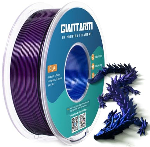 GIANTARM Silk PLA Filament 1.75mm(±0.02mm) für 3D Drucker, 1kg, 1 Rolle vakuumverpackt,PLA Silk-like tricolor,blau+lila+schwarz