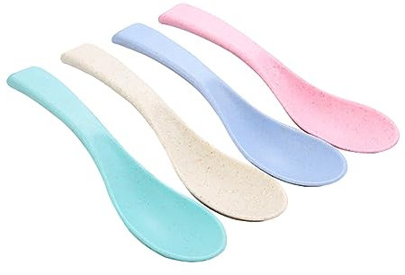 HugeDE 12 Pcs Reusable Dinnerware Set - Portable Travel Spoons, Plastic Cutlery with Lightweight Tea, Rice, Dessert & Soup Spoons