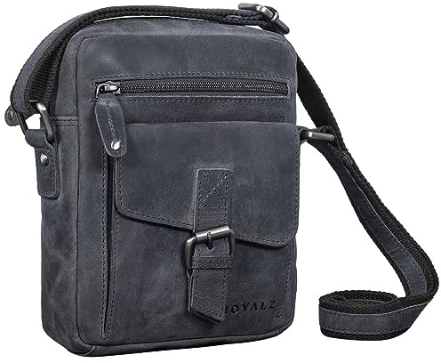 ROYALZ Knoxville kleine Ledertasche Herren Vintage Männer Umhängetasche Mini Messenger Bag Schultertasche klein;Farbe:Roma Cognac Braun