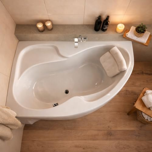ECOLAM Eckbadewanne WELA 160x100 links Schürze Kopfkissen Sole Antirutsch