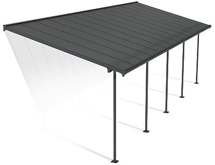 Canopia by Palram Terrassenüberdachung Alu Sierra 3X8.50 Polycarbonat Hohlkammerplatten Pergola 860 x 295 cm Grau zur Überdachung ihrer Terrasse