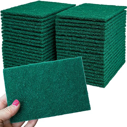 KLEEN HANDLER Green Medium Duty Cleaning Pads - Medium Duty Kitchen Scrub Sponges, Scouring Pads for Washing Dishes, Bathroom, Restaurant Cleaning Sponge, Household General Cleaning (Pack of 40)