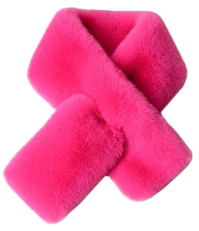 Kids Winter Rainbow Scarf Gradient Cross Tie Collar Fluffy Fur Plush Shawl Wrap Neck Warmer for Toddler Girls Boys