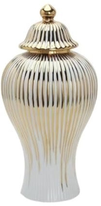VONGAZ Goldene Emaille-Porzellanvase, Tempelglas, Tee-Vorratsglas, Dekoration, Lebensmittelaufbewahrung, 20 cm x 20 cm, Rechteckig, Glas, Schnappverschluss