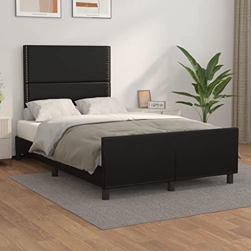 ZQQLVOO Bettgestell Familienbett Palettenbett Bettgestell mit Kopfteil Schwarz 120x200 cm Kunstleder