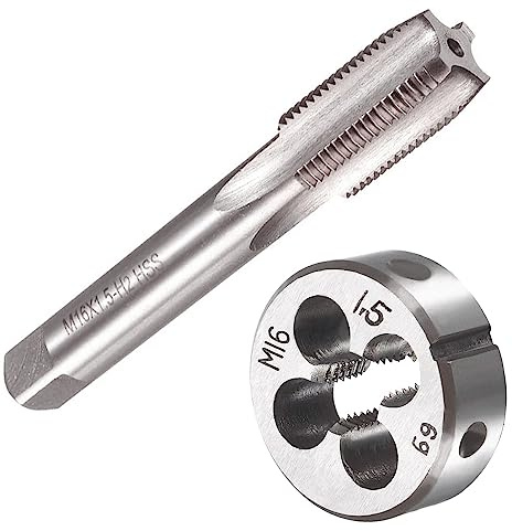 Saipor M16 x 1,5 metrische Gewindebohrer und Schneideisen, M16 x 1,5 mm, Gewindesatz und Gewindeset, HSS, Handgewinde, Rechtsgewinde
