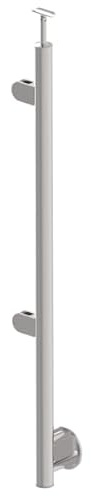 Sellon24® Edelstahl Geländerpfosten links Ø42,4 Bauhöhe 1000mm mit 2x Glasklemmen 63x45mm vorgesetzt Geländer V2A (A-BR100-2GL) (Glasstärke: 8,0mm)