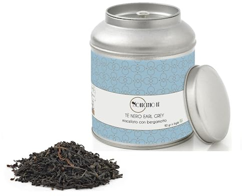 Novecento Tè® | Earl Grey Tea in Foglie con Bergamotto - 90 Gr | Tè Nero e Bergamotto in Latta Metallo