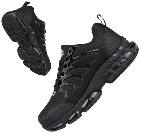 LIANGGO Steel Toe Sneakers for Men Women Safety Composite Toe Lightweight Work Shoes Indestructible Air Cushion Zapatos de Trabajo para Hombres Mujer 47 Black
