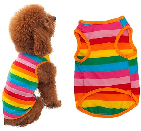 YARNOW Stylisches Regenbogenstreifen-hundewestenhemd Für Sommer Angenehmes Tragegefühl Xs Für Besondere Anlässe Und Fotoshootings Langlebig Und Farbenfroh