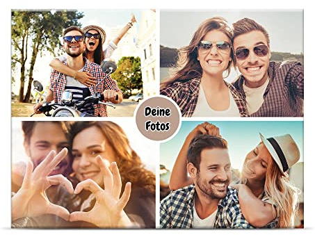Fotomagnet selbst gestalten mit 4er Collage - 4 Fotos - Jahrestag Geschenk, personalisierte Geschenke | Querformat, 6 x 8 cm