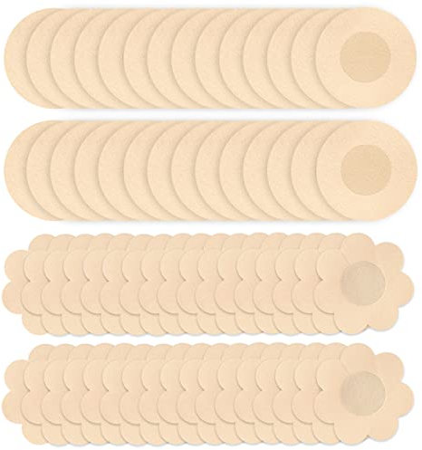 60 Pièces Protège-tétons Invisibles, Jetables Cache Tétons Nipple Cover Breast Petals Stickers, Cache Teton Femme, Respirants Couvre Seins Mamelons, Ronde & Prune (60PCS)