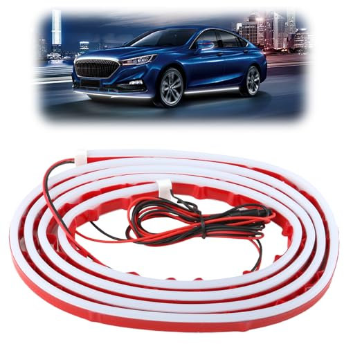 71 Inch Car Hood LED Light Strip, 1.8M Flexible Dynamic Light Strip, 12V Waterproof Daytime Running LED Lights for Cars SUVs Trucks Engine Cover Decoration Exterior(White)