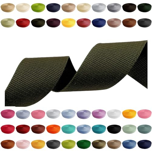 Gurtband 2m 5m 10m 50m, 50 Farben, Breite 10mm 15mm 20mm 25mm 30mm 40mm 50 mm Taschengurt Polypropylen Ideal für DIY-Projekte, Handarbeiten (305) Hellkhaki, 30mm x 5m