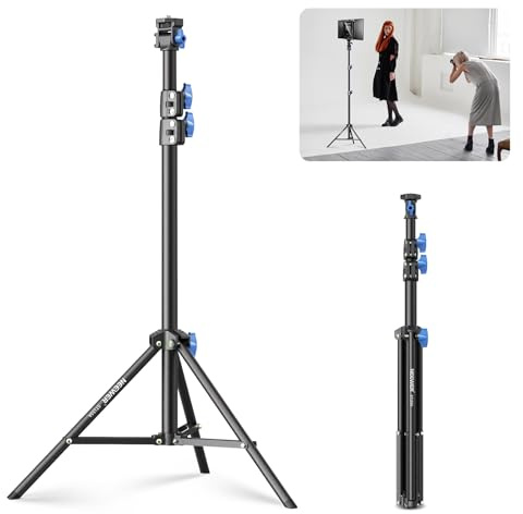 NEEWER 72-155cm Fotografie Lichtstativ mit 180° und 360° verstellbarem Kopf, tragbares Aluminium Videostativ mit 1/4 Schraube und Cold Shoe, Lichtständer für LED Videoleuchte Ringlicht Blitz, ST155A