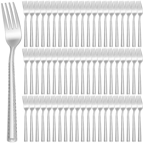 Minatee 100 Pieces Metal Forks Set Bulk 6.7 Inches Stainless Steel Dinner Forks Silverware Flatware Fork Salad Forks for Home Restaurant Kitchen Dishwasher Safe