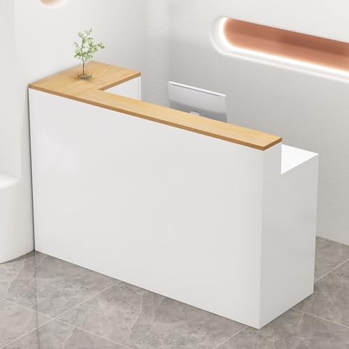 YVYKFZD Empfangstheke Rezeption mit Theke, Kleiner Rezeptionstheken, Empfangstresen mit abschließbaren Schubladen, verkaufstheke platzsparender Büro-Verkaufstresentisch(White1 R,47.2x17.7x39.3)