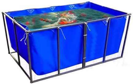 Fischteich aus PVC-Segeltuch (ohne Rahmen), Flexible Teichfolien – 450 g/m² Plastiktüten-Pool mit Befestigungsringen, temporärer Auffangbehälter für Salzwasserfische, Koi-Schildkröten (Farbe