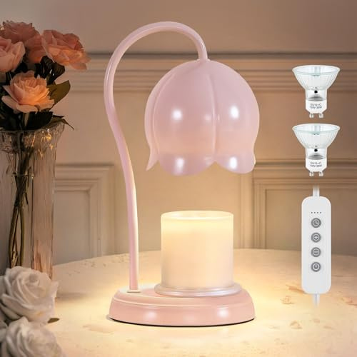 GyroVu Lampada Scaldacandele, Lampada Dimmerabile per Fondere Cera di Candela, Luce Rosa per Candela con Timer 2H/4H/8H per Ragazze e Mamme (2 Lampadine Incluse)