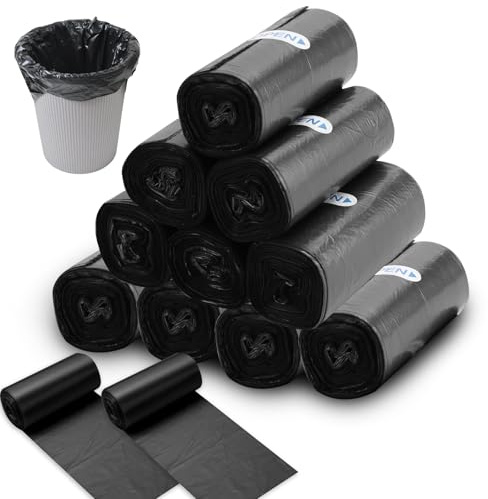 FAELNK Kleine Müllsäcke 3l Mini Müllsäcke für Mini Tisch Mülleimer Badezimmer Büro Auto Müllbeutel Lebensmittel Müllbeutel (Schwarz,12 Rollen)