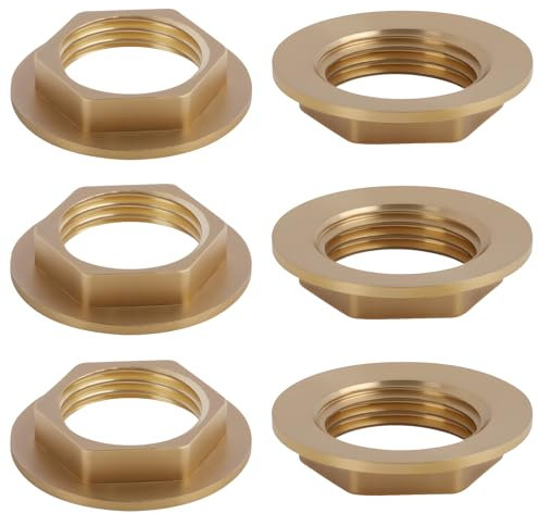 Set di 6 dadi di sicurezza esagonali a flangia in ottone G1/2 per rubinetto, lavello, accessori idraulici