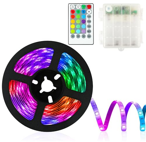 SOAIY LED Streifen RGB Lichterkette 3M Lichtband Batteriebetrieben 16 Farben 4 Lichtmodi Schrankbeleuchtung LED Band mit Fernbedienung 4 Timer für TV Dekoration Küche Kleiderschrank Bett Schlafzimmer