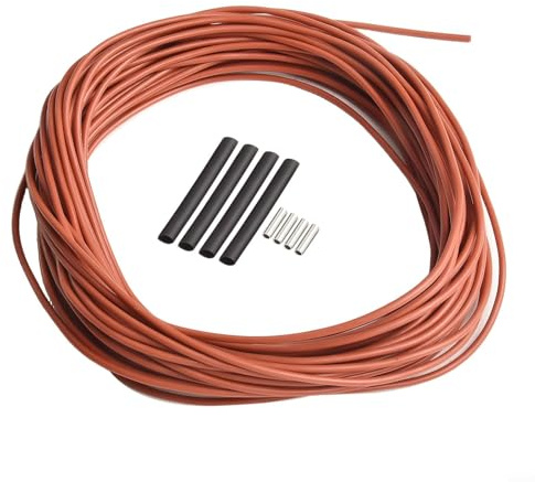 Zilimontt Cable de calefacción de suelo de fibra de carbono, 12 K, 33 Ω/m, bobina de alambre de calefacción eléctrica con aislamiento de goma de silicona, 25 W/m, resistente a altas temperaturas