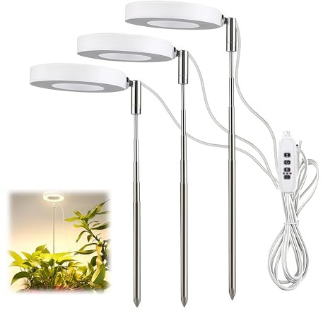 3-Kopf Pflanzenlampe LED Vollspektrum,48 LEDs Pflanzenlicht,Höhenverstellbare pflanzenlicht mit Auto-Timer, 3000-6000K, mit USB Adapter,für Indoor-Gartenpflanzen