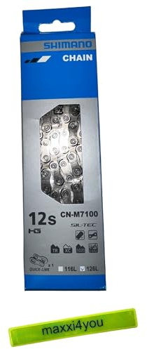 Shimano SLX, 105 Kette CN-M7100 12-Fach 126 Glieder inkl. maxxi4you Reflexband