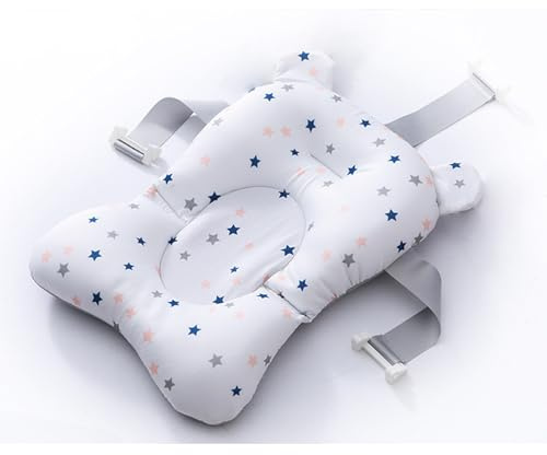 Generic Cojín para Asiento de Bañera para bebé, Cojín de Soporte para Baño de Tres Puntos, Correa de Seguridad Agradable para la Piel para Baño (Gran estrella azul sobre fondo blanco.)