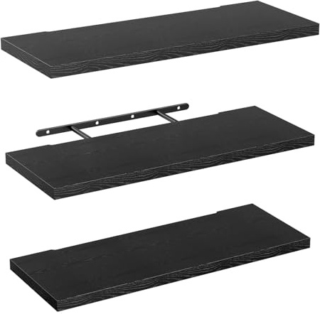 Amdoticknpf Set di 3 Mensole da Muro, Mensola da Muro da 40 cm, Mensola da Parete Sospesa, Mensole Cucina Salvaspazio, Scaffali in Legno MDF, Scaffale Sospeso, per Soggiorno, Camera da Letto, Nero