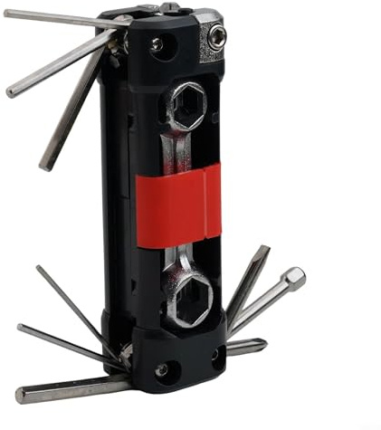 Eawfgtuw Juego de herramientas multiusos para reparación de bicicletas con destornilladores hexagonales ranurados y puntas de llave, kit de mantenimiento de ciclismo plegable para uso en exteriores