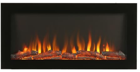 ECOSO Black Wall Mounted Electric Fire with Built in Fan Heater 32