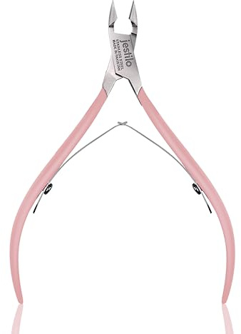 Jestilo Professional Cuticle Nippers, Stainless Steel Cuticle Cutters and Remover - Best Nipper Scissors, Nail Care Tool for Manicure and Pedicure (Pink)