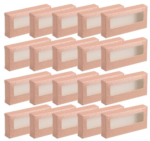 NUOBESTY Caja de Pestañas Postizas Portátil Tapa Transparente, Embalaje de Papel Brillante para 20 Unidades, Organizador Compacto para Extensiones de Pestañas