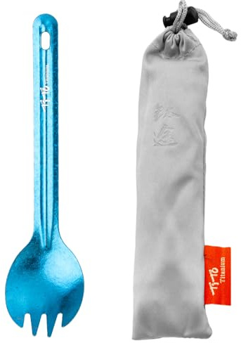 TiTo Titanium Spork Spoon Ultralight Portabale Flatware for Outdoor Camping Backpacking Hiking Travel Picnic Tableware with Bag
