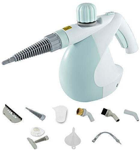 Handheld Pressurized Steam Cleaner Multi-Purpose with 9-Piece Accessories for Stain Removal, Carpets, Curtains, Bed Bug Control, Car Seats,Green