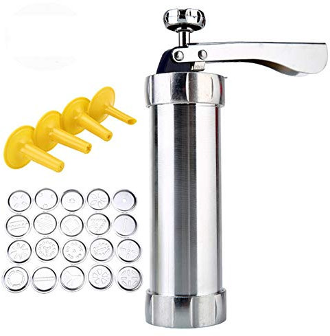 fcya Macchina del creatore del Biscotto di DIY,Pressa per Dolci in Acciaio Inox con 20 Ugelli e 4 Muffa,Pressa per Biscotti Sparabiscotti per Decorazioni Torta