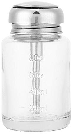 Dispenser Pumpflasche, 80Ml Pressflasche, Professioneller Push Down Spender Pumpe Glas Leer Nail Art Entferner Spender Gelpolitur Entferner Behälter Maniküre Zubehör(Transparent)